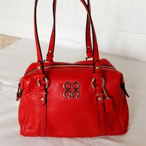 Coach Red Pebbled Leather Satchel 44074